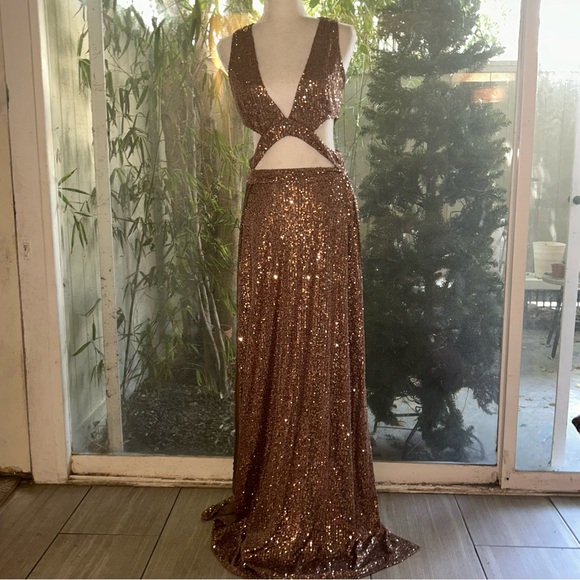 Fashion Nova Dresses & Skirts - Fashion Nova Bronze Sequin Maxi Dress